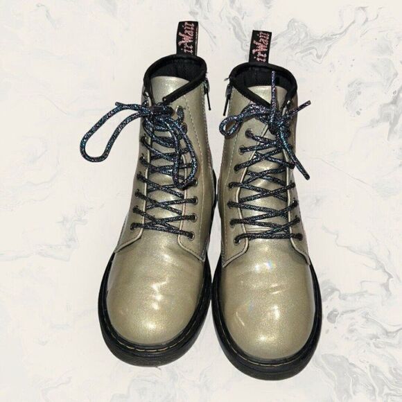 Dr. Martens 1460 Silver Rainbow Glitter Pride Zip / Lace Up Combat Boots Size 5 - Picture 2 of 9